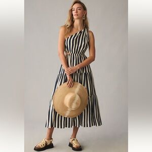 Moon River One Shoulder Cut-Out Tiered Dress, NWOT